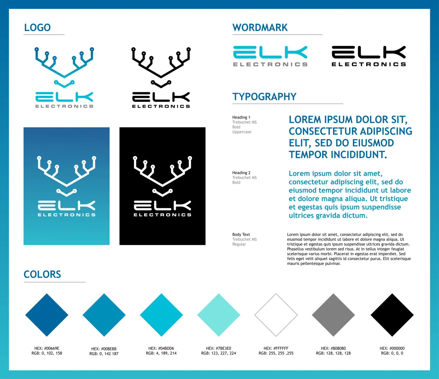 The Elk Electronics style guide I created with my team