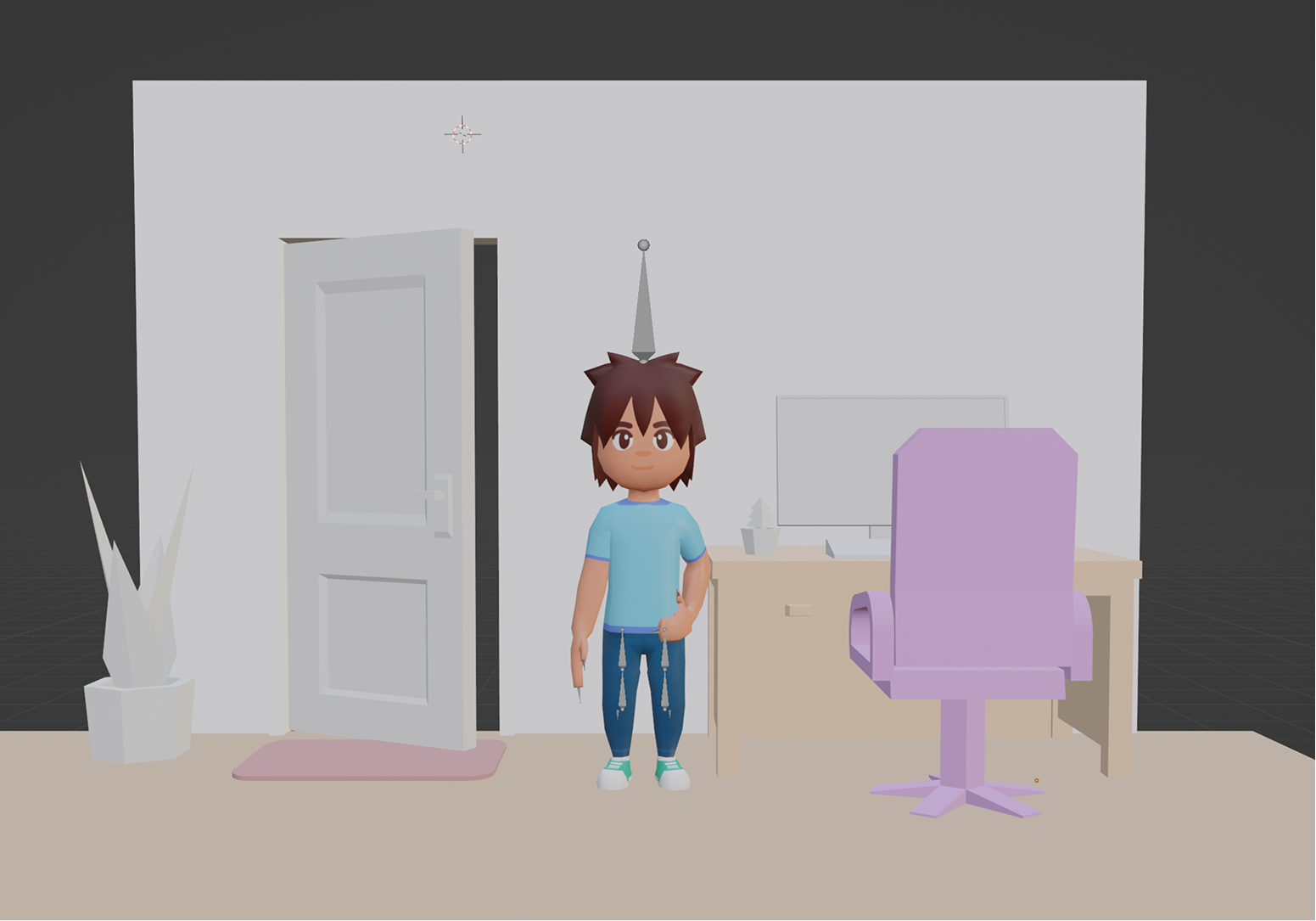 3D modeling process in Blender showing avatar home environment